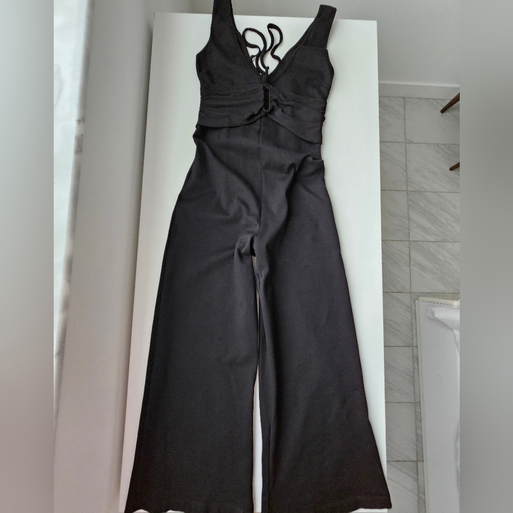 Cushnie Et Ochs × Carbone 38 Black Wide Leg Wrapped Waist Cut Out Jumpsuit - Picture 3 of 15
